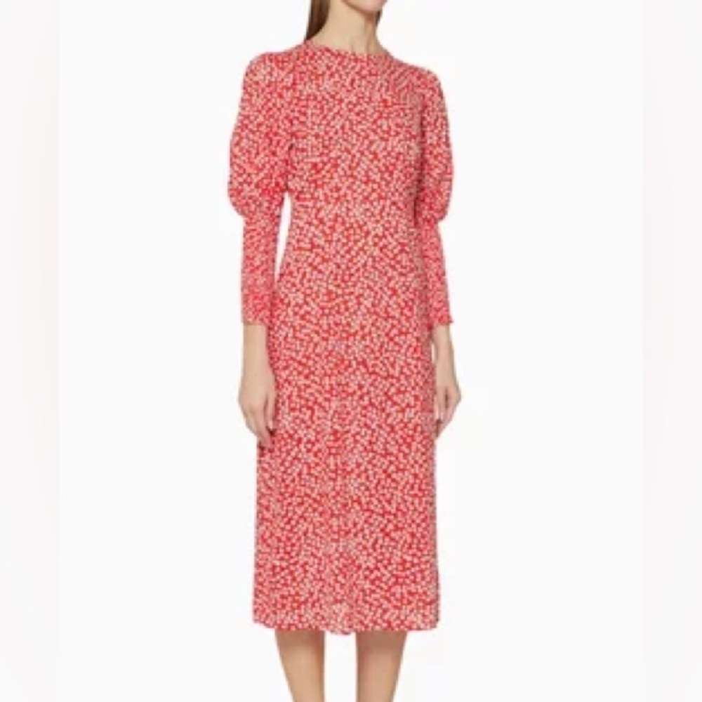 NEVER FULLY DRESSED Delores Floral Print Dress Red White NWT